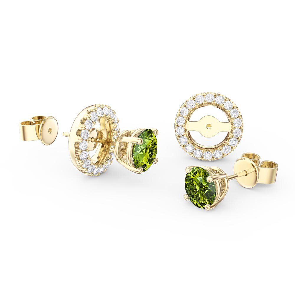 Charisma 1ct Peridot 18ct Yellow Gold Vermeil Stud Earrings Halo Jacket Set