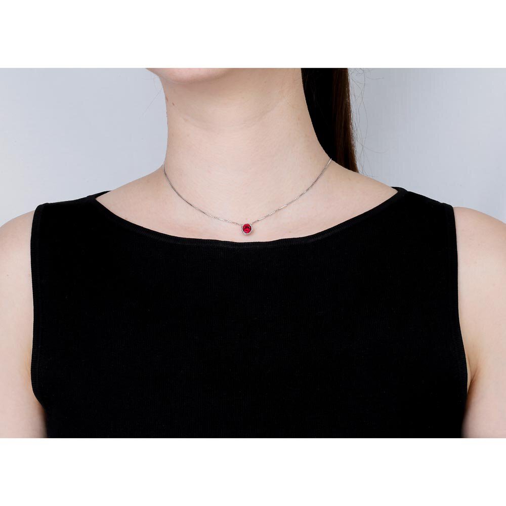 Infinity 1.0ct Ruby Solitaire Platinum plated Silver Bezel Pendant #2