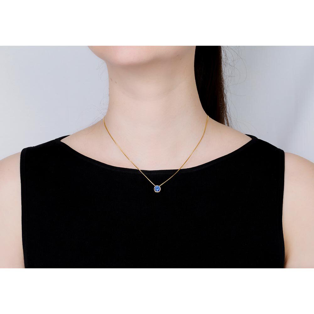 Infinity 1.0ct Sapphire Solitaire 18ct Gold Vermeil Bezel Pendant #2