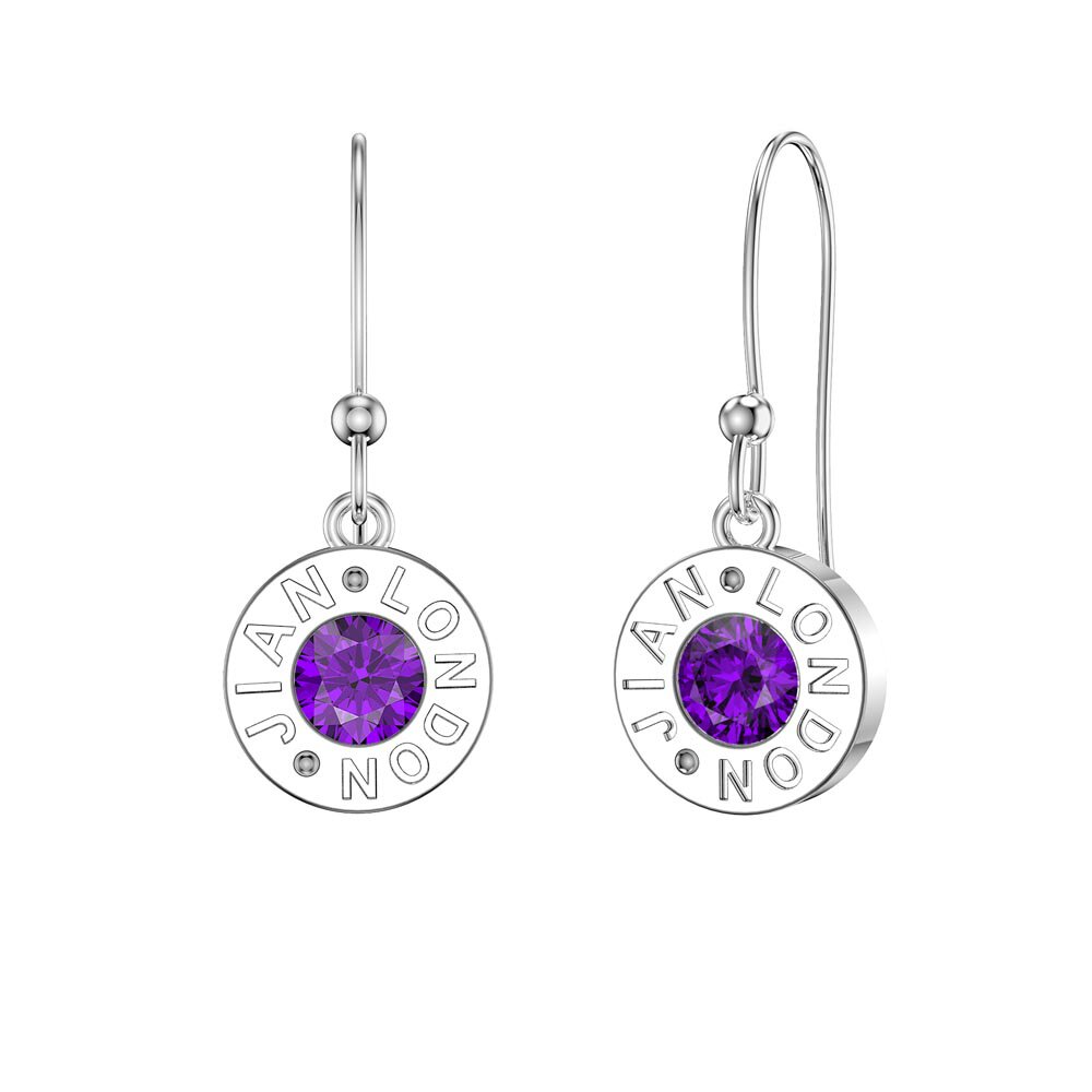 Charisma Amethyst Platinum plated Silver Dainty Drop Earrings