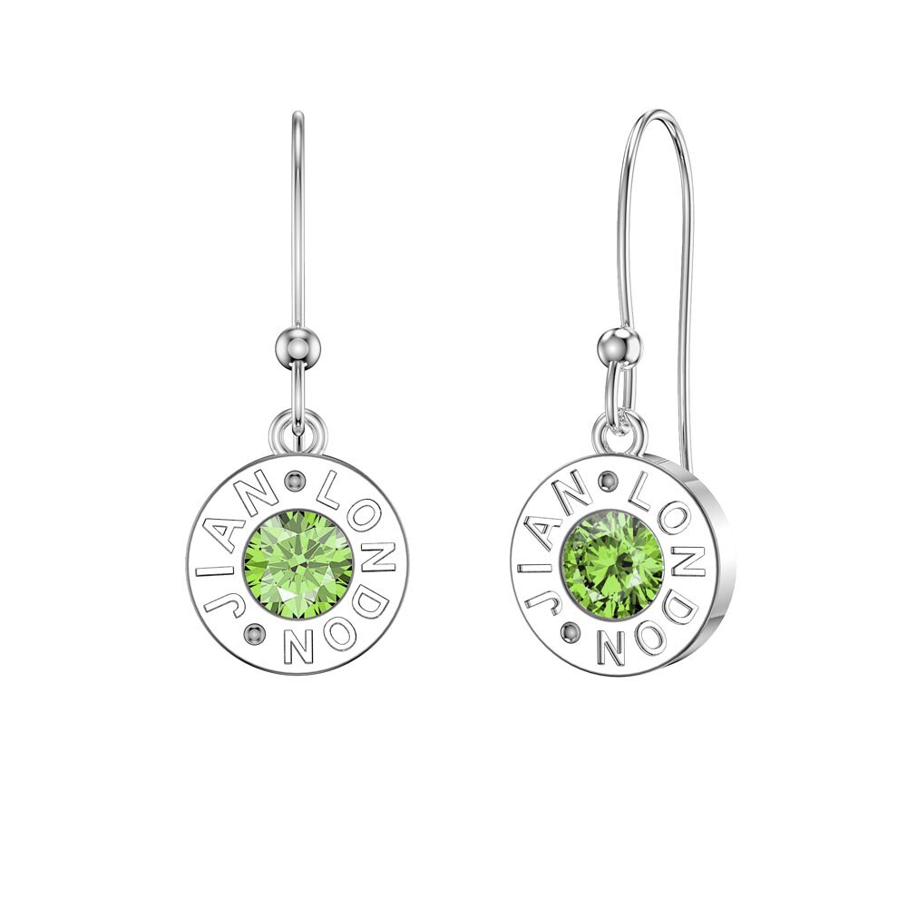 Charisma Peridot Platinum plated Silver Dainty Drop Earrings