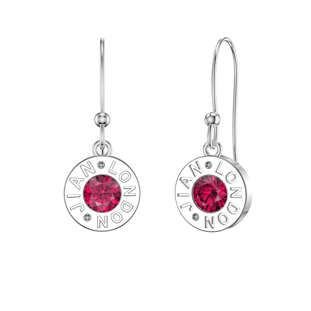 Charisma Ruby Platinum plated Silver Dainty Drop Earrings