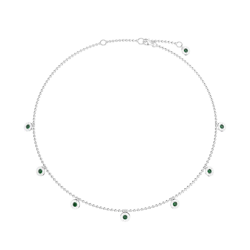Charisma Emerald Platinum plated Silver Drop Choker Necklace