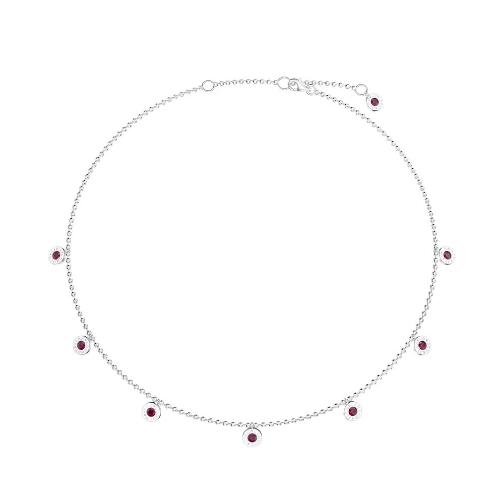 Charisma Garnet Platinum plated Silver Drop Choker Necklace