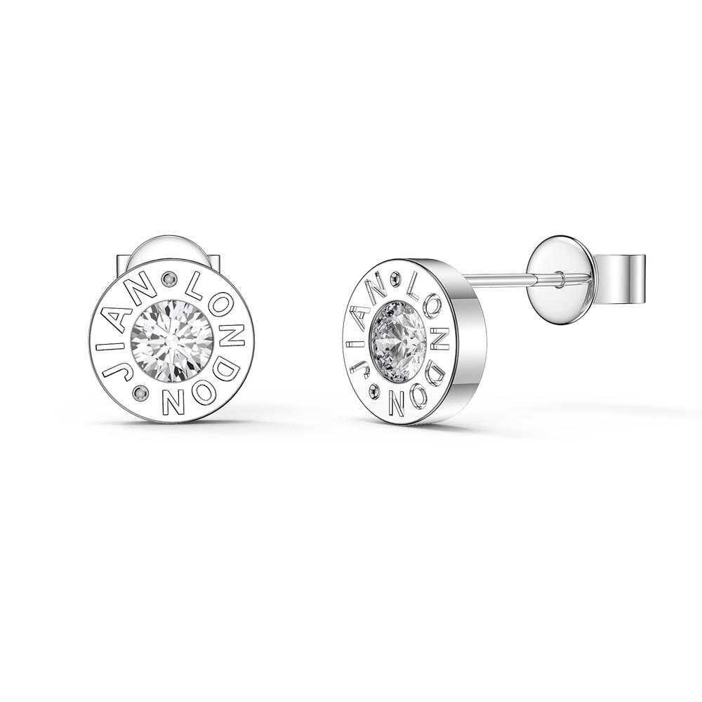 Charisma Moissanite Platinum plated Silver Dainty Stud Earrings
