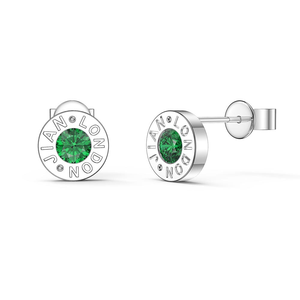 Charisma Emerald Platinum plated Silver Dainty Stud Earrings