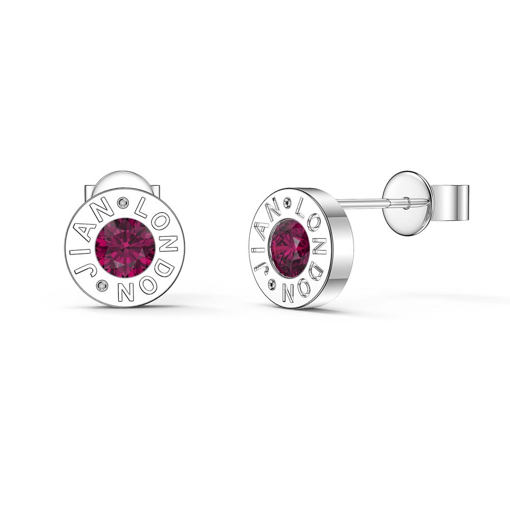 Charisma Garnet Platinum plated Silver Dainty Stud Earrings