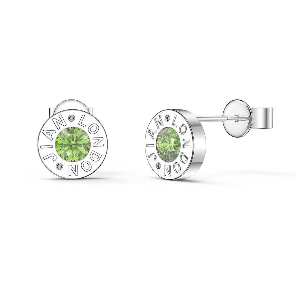 Charisma Peridot Platinum plated Silver Dainty Stud Earrings