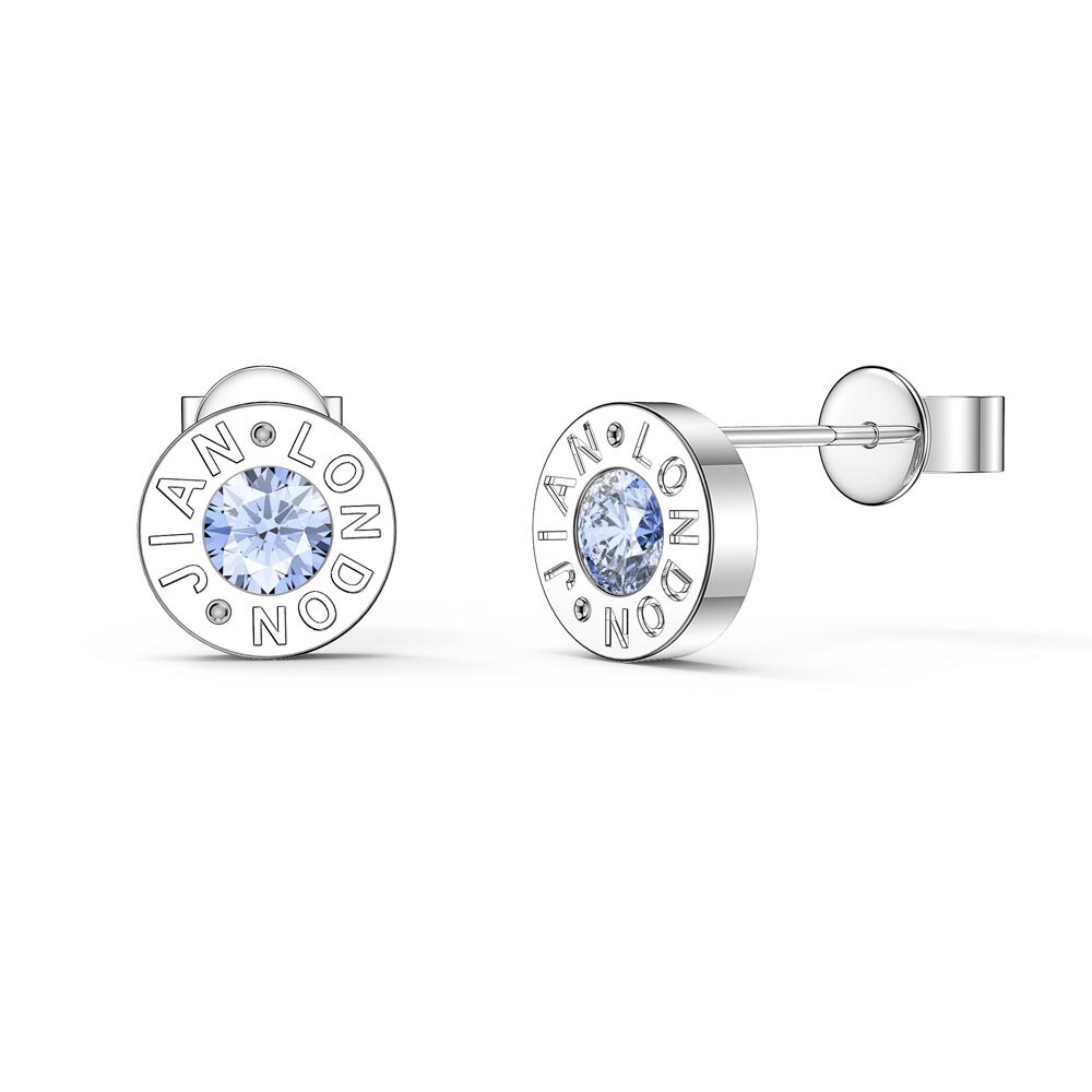 Charisma Aquamarine Platinum plated Silver Dainty Stud Earrings