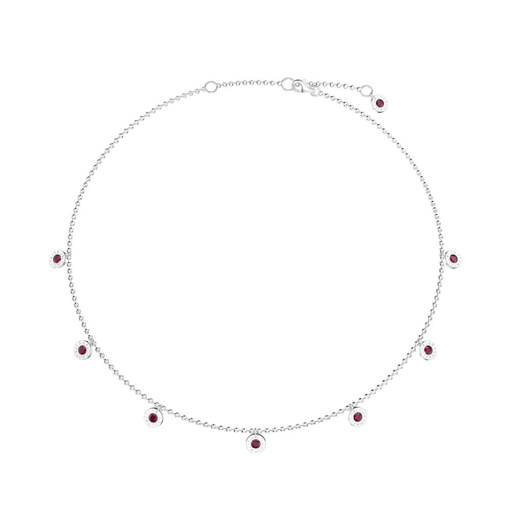 Charisma Ruby Platinum plated Silver Drop Choker Necklace