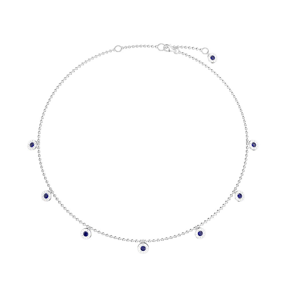 Charisma Sapphire Platinum plated Silver Drop Choker Necklace