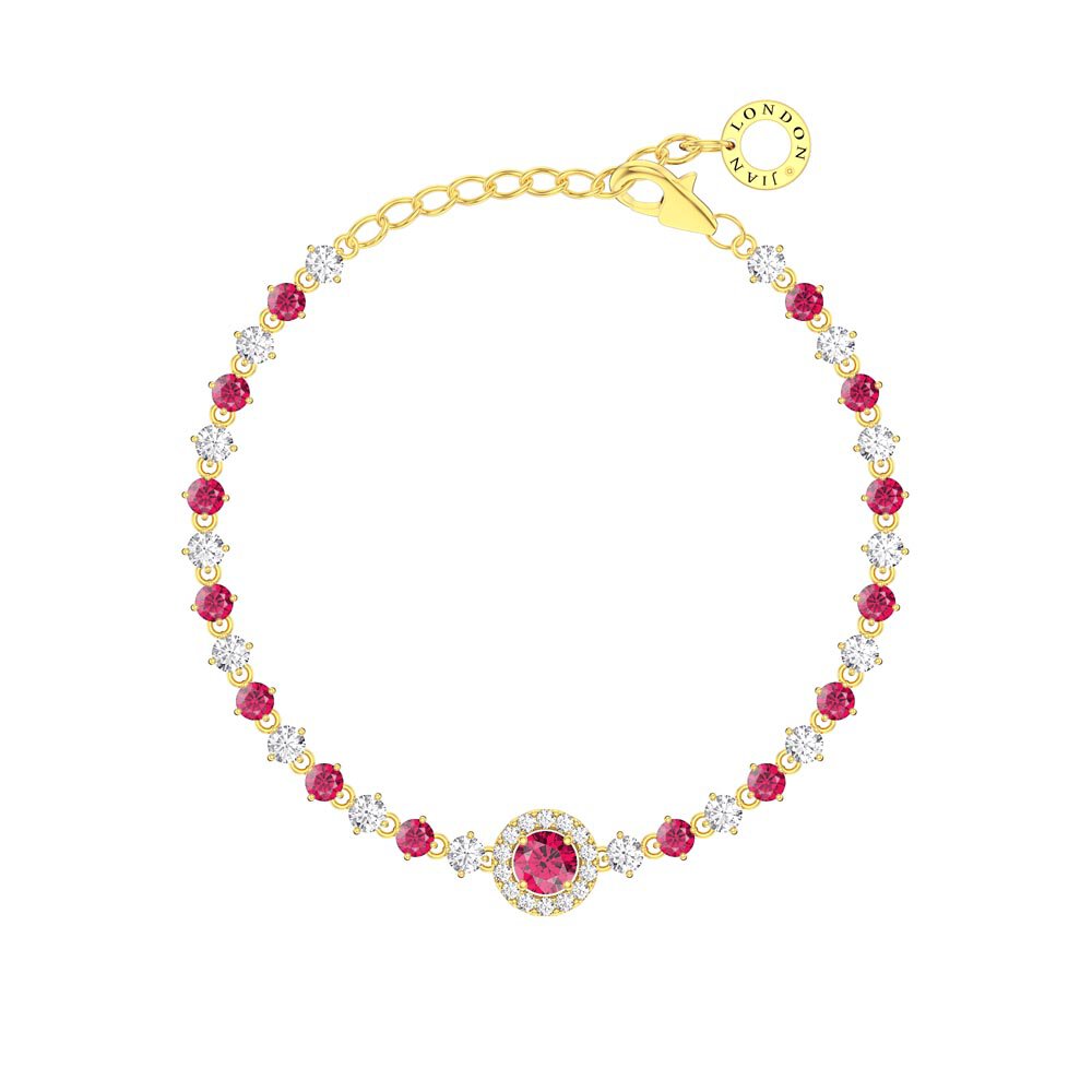 Fusion Ruby Halo 18ct Gold Vermeil Tennis Bracelet
