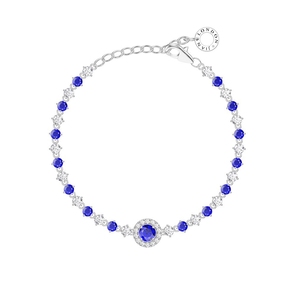 Fusion Sapphire Moissanite Halo 9ct White Gold Tennis Bracelet