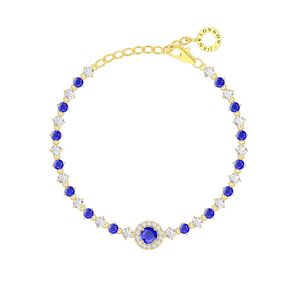 Fusion Sapphire Moissanite Halo 18ct Yellow Gold Tennis Bracelet