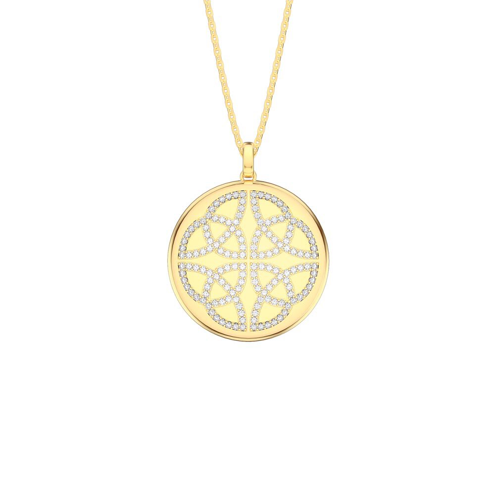 Charisma White Sapphire Celtic Knot 18ct Gold Vermeil Large Round Locket
