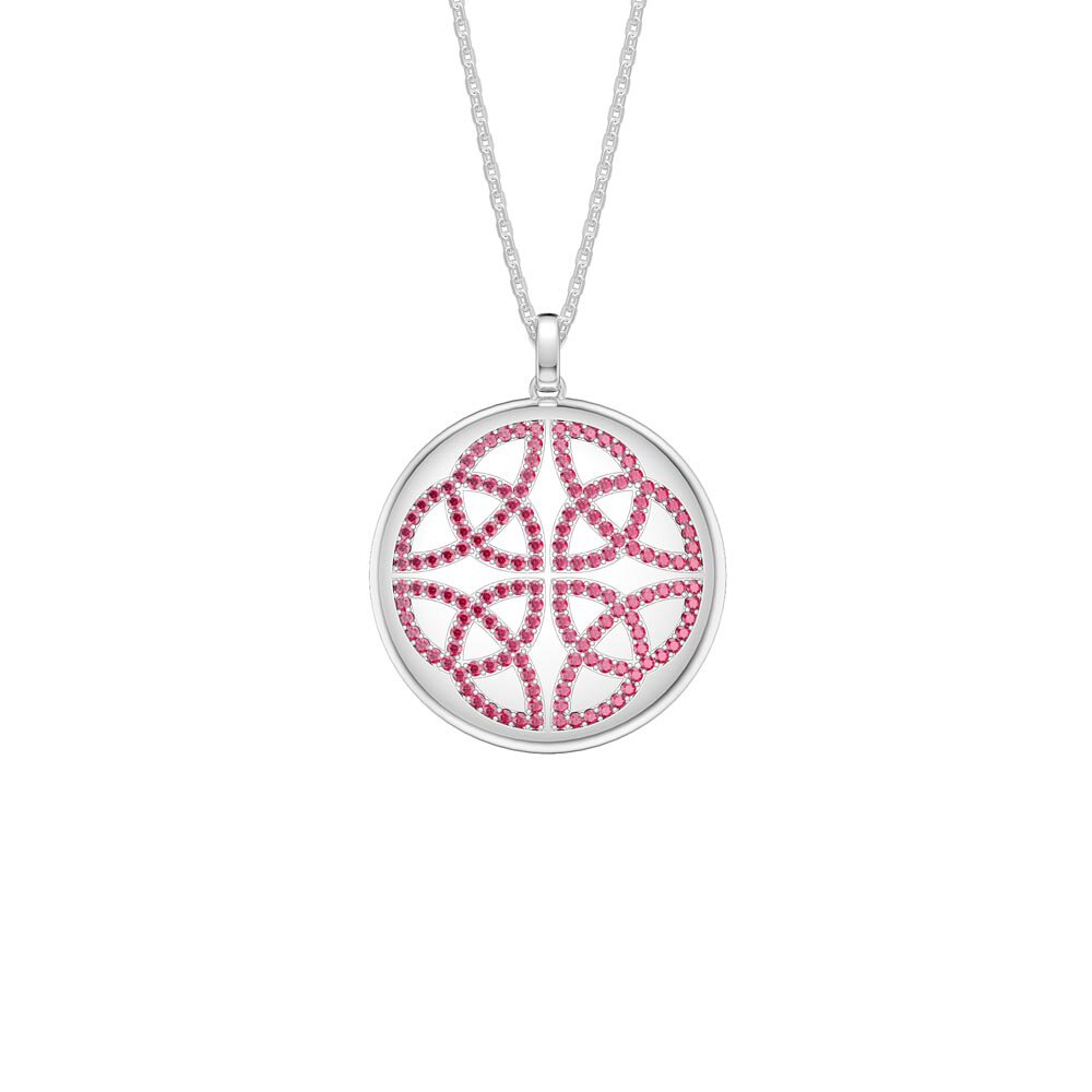 Charisma Ruby Celtic Knot Platinum plated Silver Large Round Locket