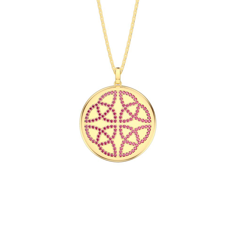 Charisma Ruby Celtic Knot 18ct Gold Vermeil Large Round Locket