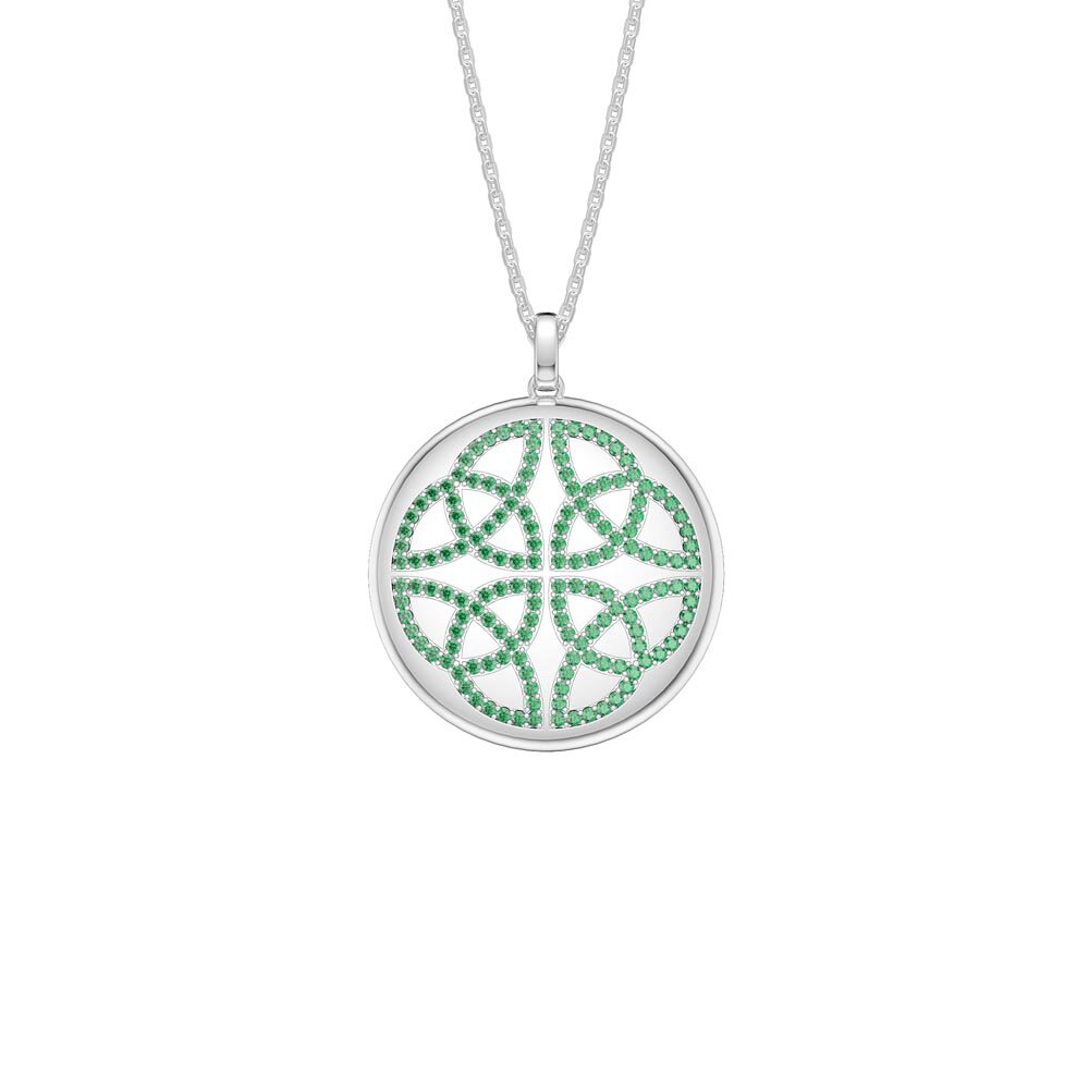 Charisma Emerald Celtic Knot Platinum plated Silver Large Round Locket