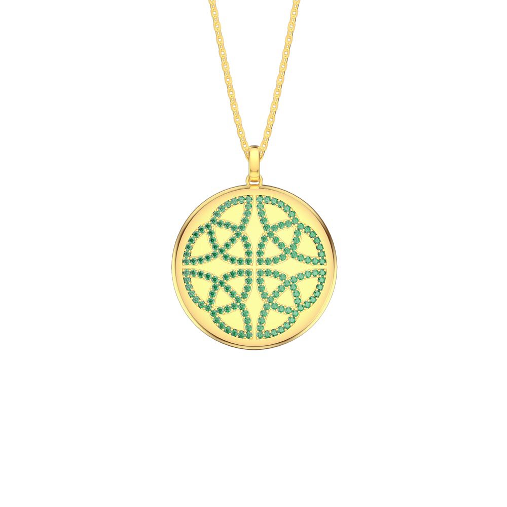 Charisma Emerald Celtic Knot 18ct Gold Vermeil Large Round Locket