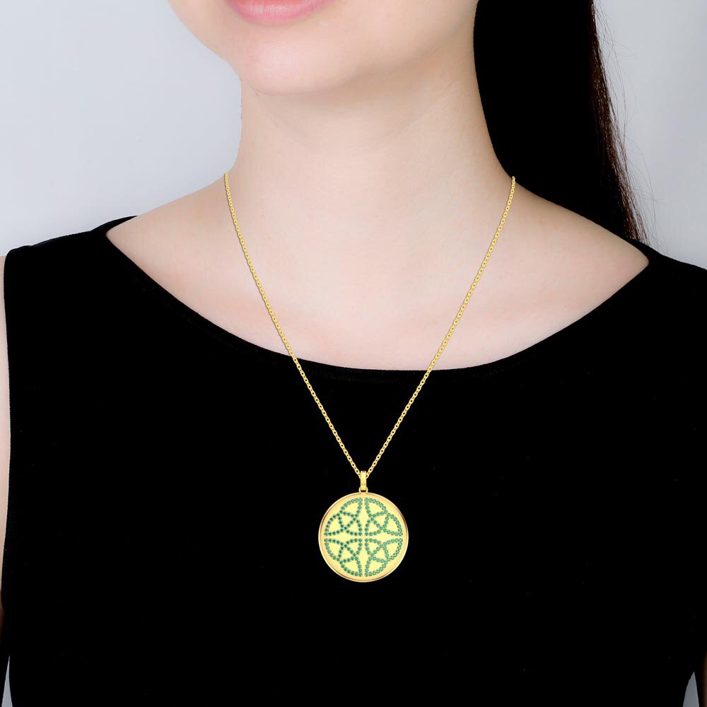 Charisma Emerald Celtic Knot 18ct Gold Vermeil Large Round Locket #2