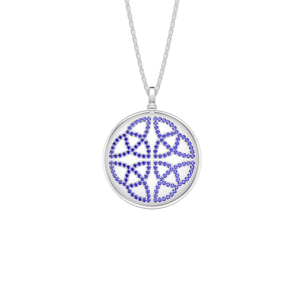 Charisma Sapphire Celtic Knot Platinum plated Silver Large Round Locket