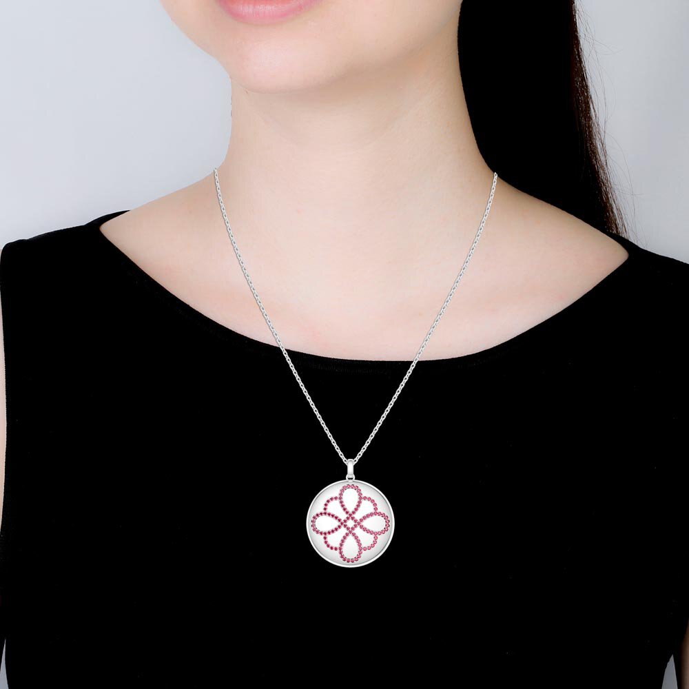 Charisma Ruby Infinity Knot Platinum plated Silver Large Round Locket #2