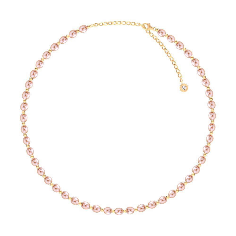 Venus Pink Pearl 18ct Gold Vermeil Choker Necklace