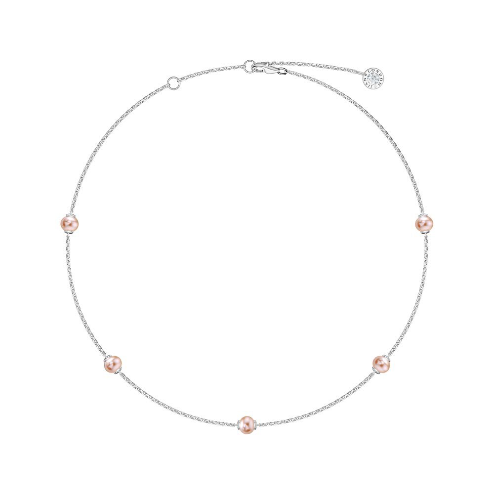 Pink Pearl By the Yard Platinum plated Silver Choker Necklace