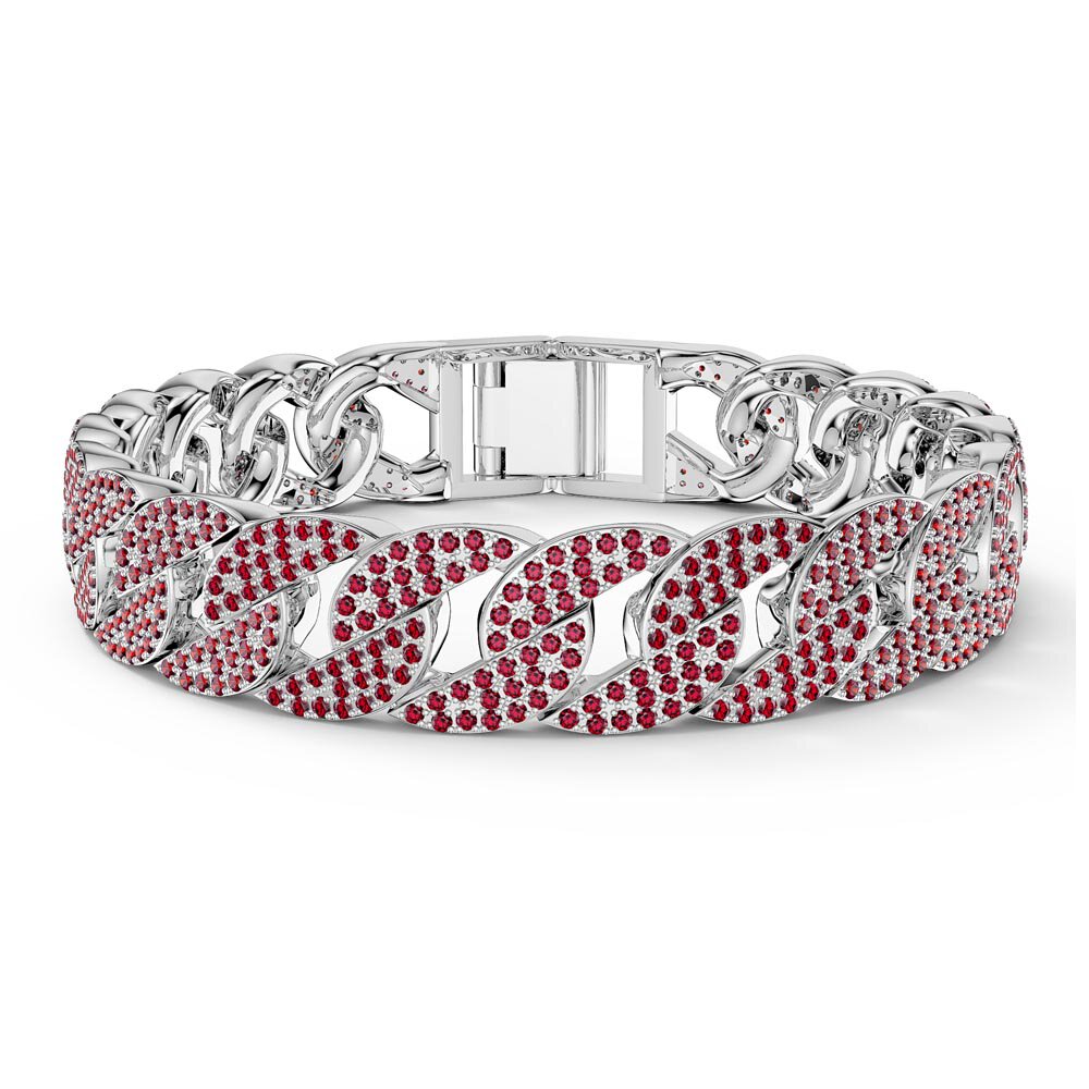 Infinity Ruby Platinum plated Silver Pave Link Bracelet