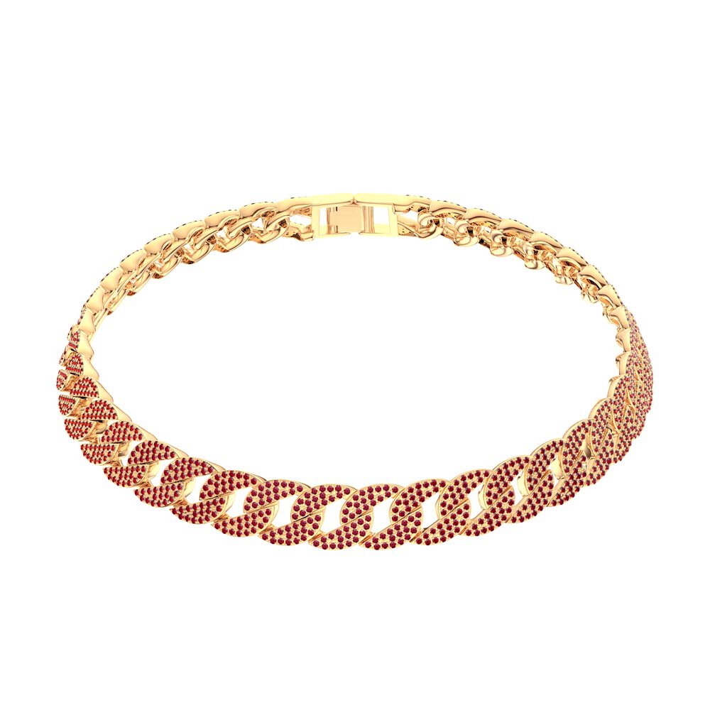 Infinity Ruby 18ct Gold Vermeil Silver Pave Link Choker Necklace