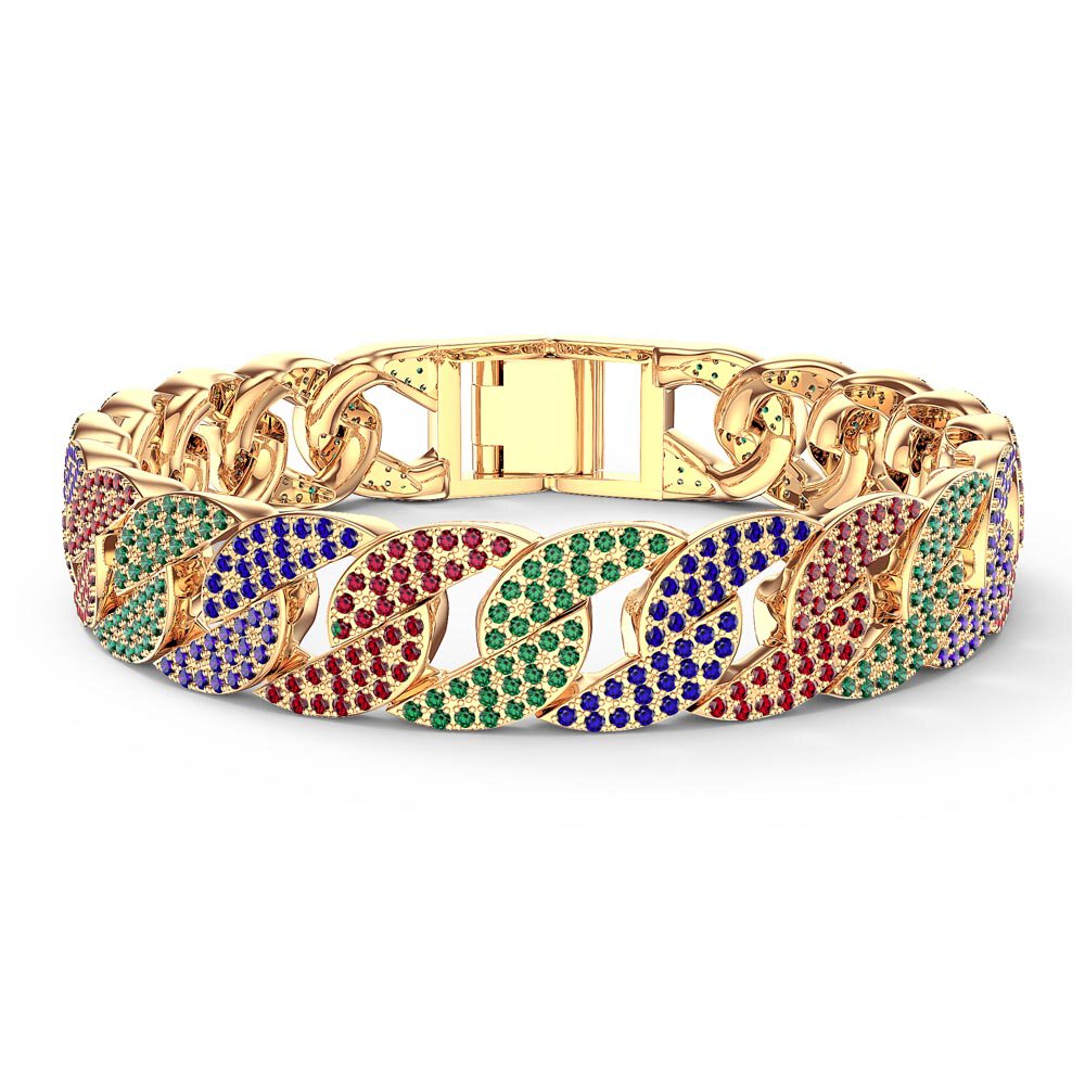 Infinity Rainbow 18ct Gold Vermeil Pave Link Bracelet
