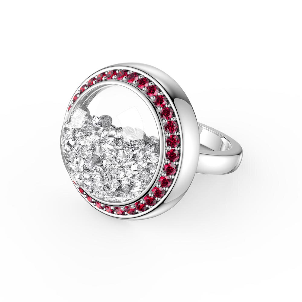 SnowDome 1ct Diamond Ruby Pave 14ct Gold Ring