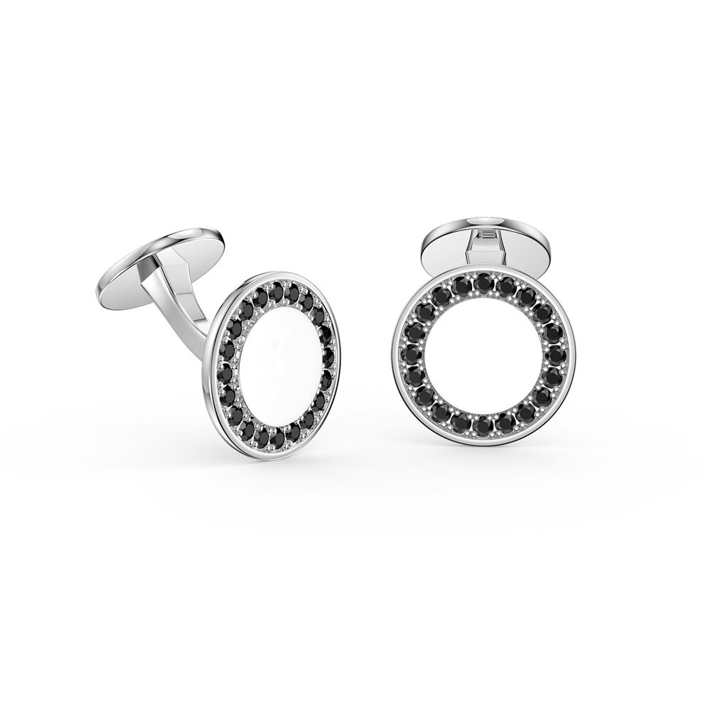 Signature Onyx 9ct White Gold Round Cufflinks