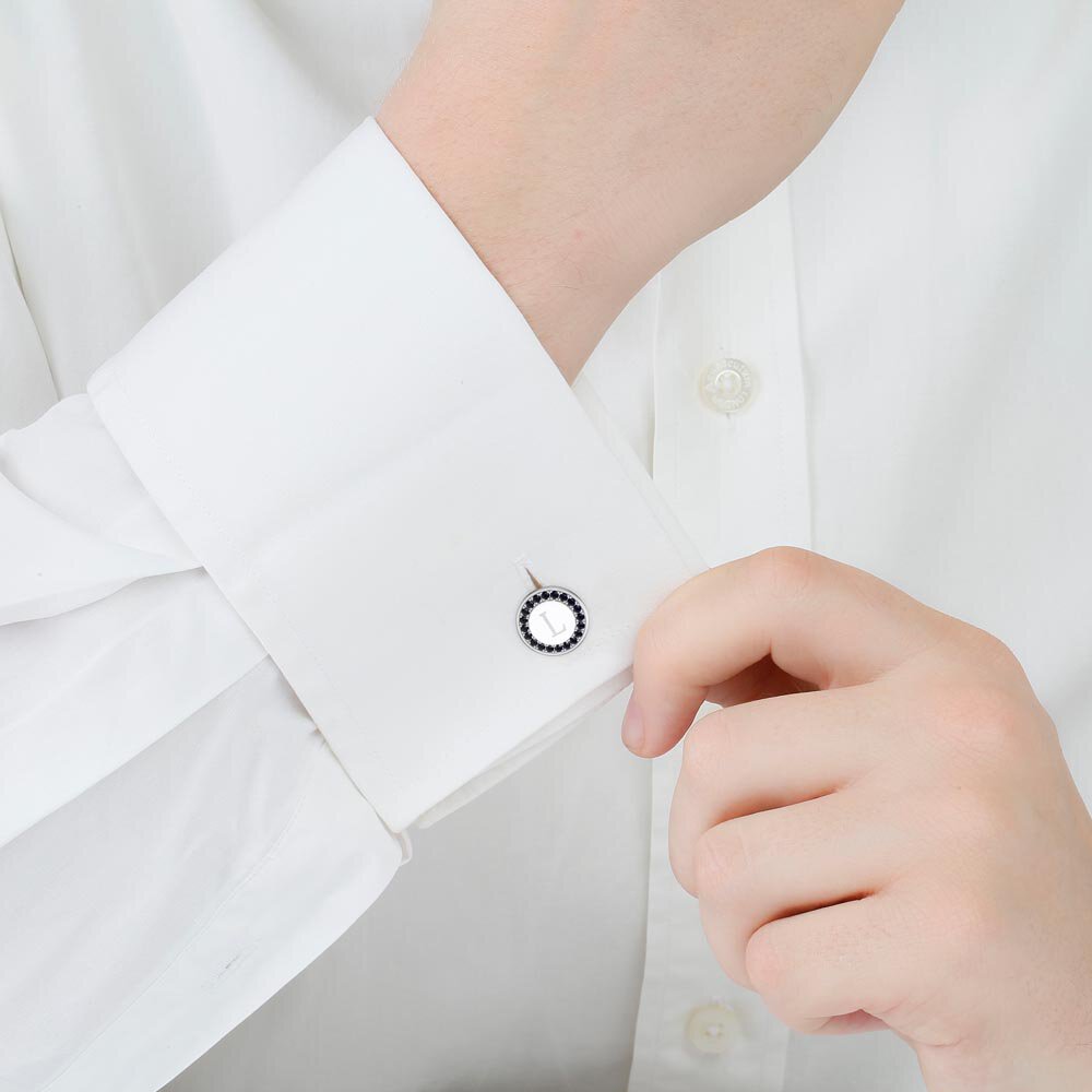 Signature Onyx 9ct White Gold Round Cufflinks #2