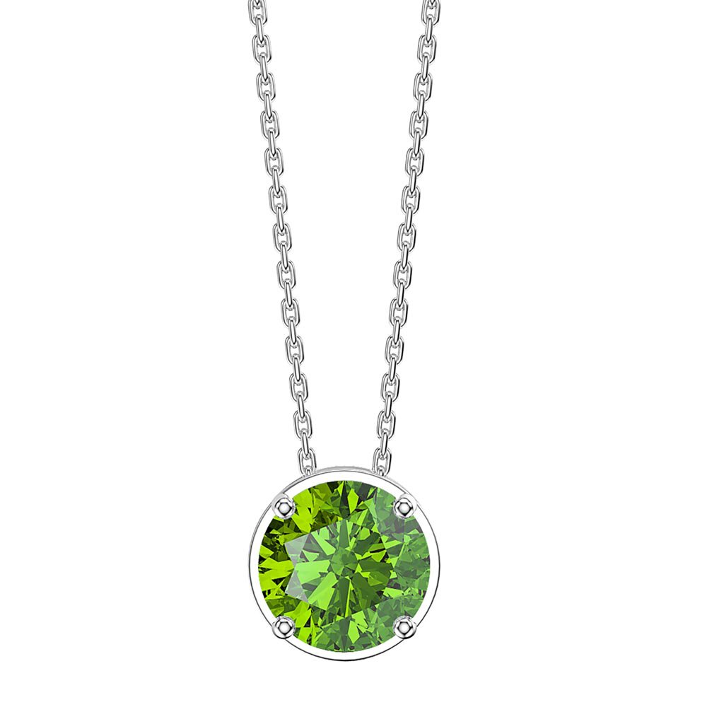 Eternity 1.0ct Solitaire Peridot Platinum plated Silver Pendant