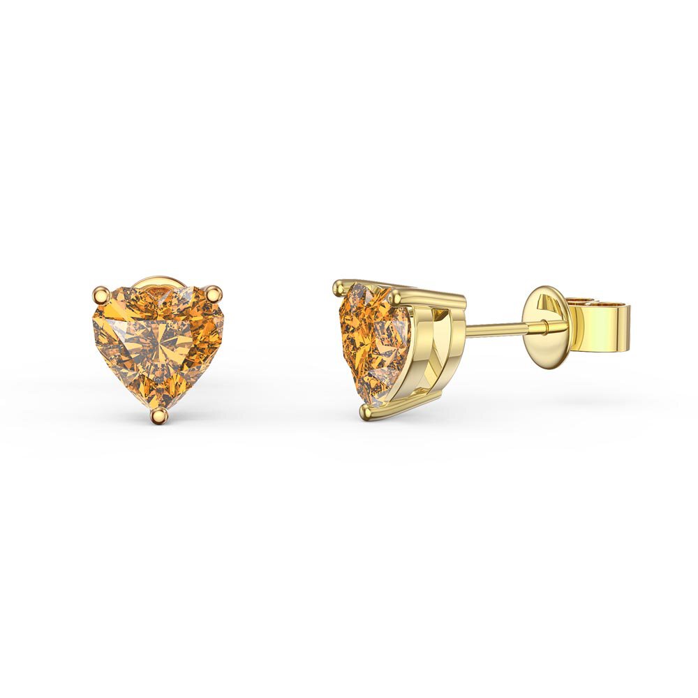 Charisma 1ct Citrine Heart 18ct Gold Vermeil Stud Earrings