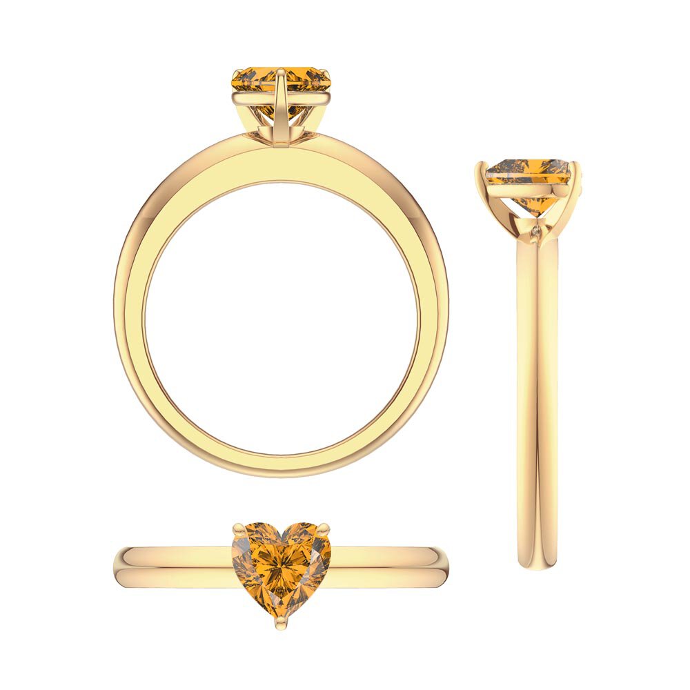 Unity 1ct Heart Citrine Solitaire 9ct Yellow Gold Proposal Ring #5