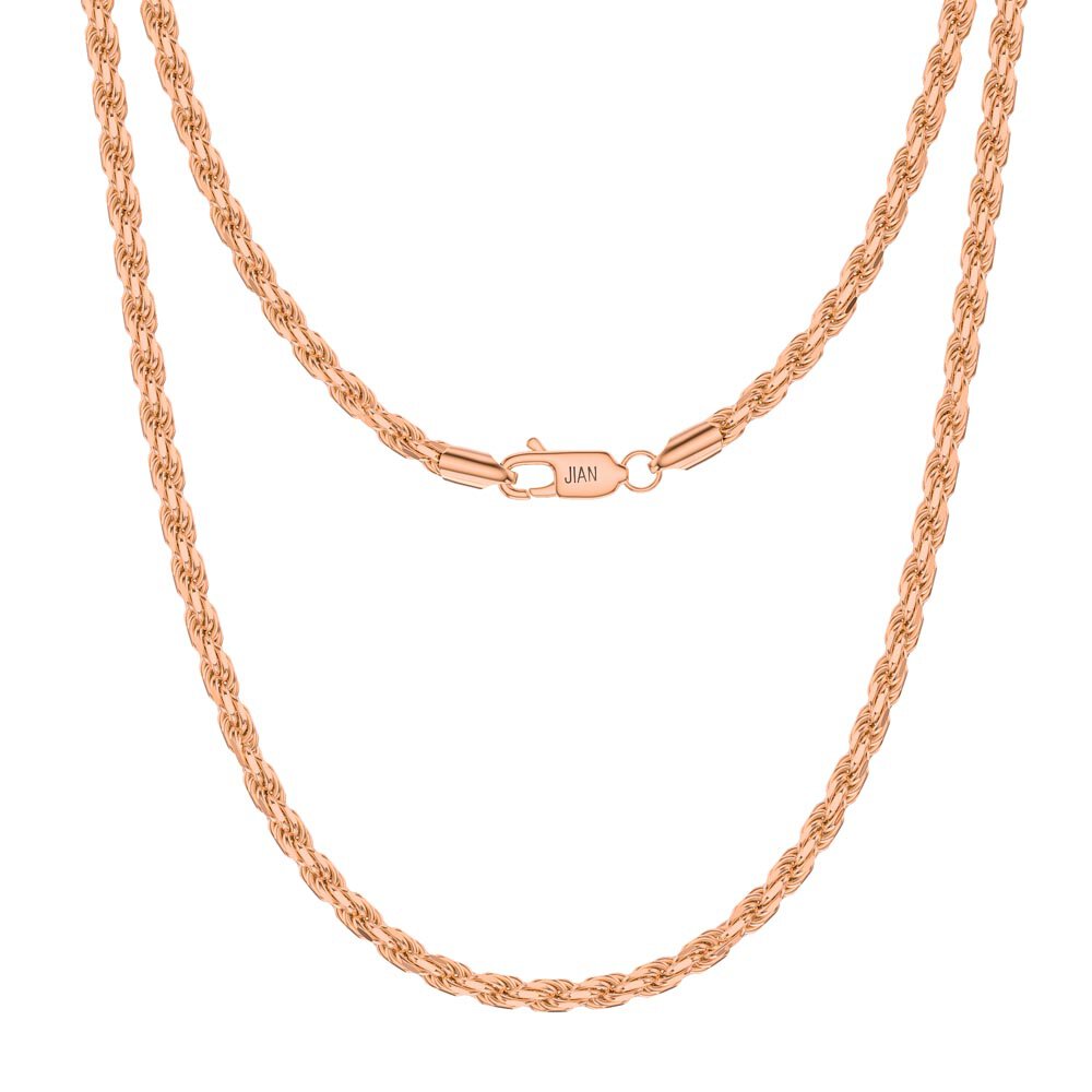 Diamond Cut 18ct Rose Gold Vermeil Rope Chain