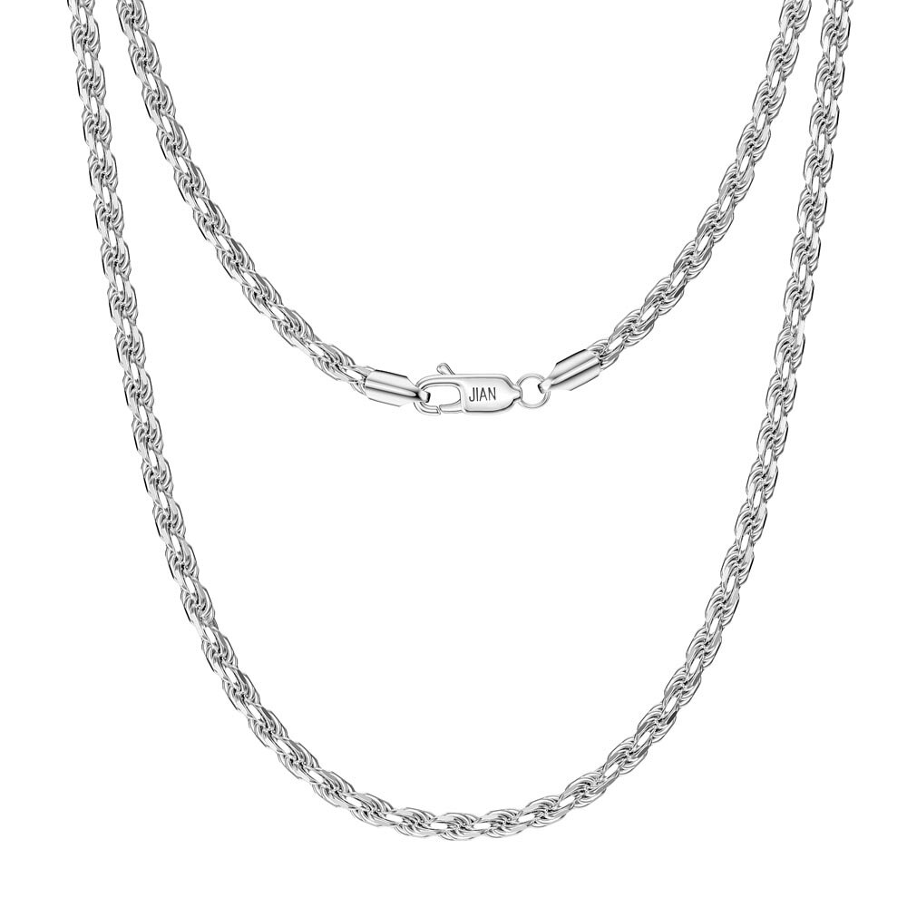 Diamond Cut Platinum plated Silver Rope Chain