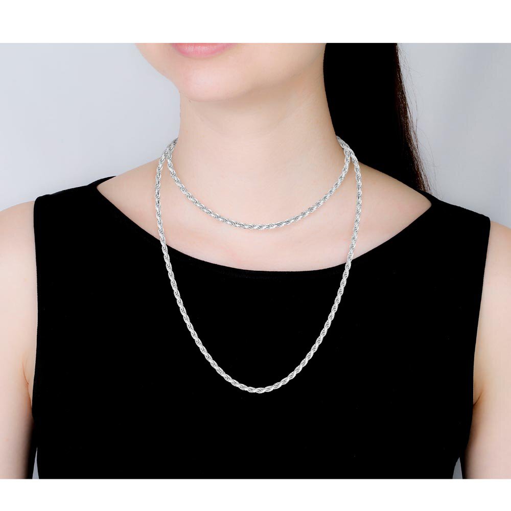 Diamond Cut Platinum plated Silver Rope Chain #2