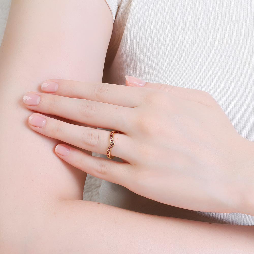 Unity Wishbone Ruby 18ct Yellow Gold Wedding Ring #2