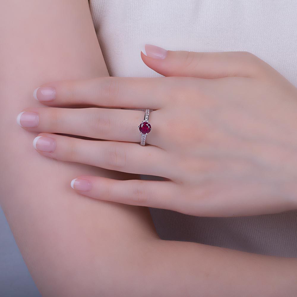 Unity 1ct Ruby Platinum plated Silver Channel Promise Ring #2