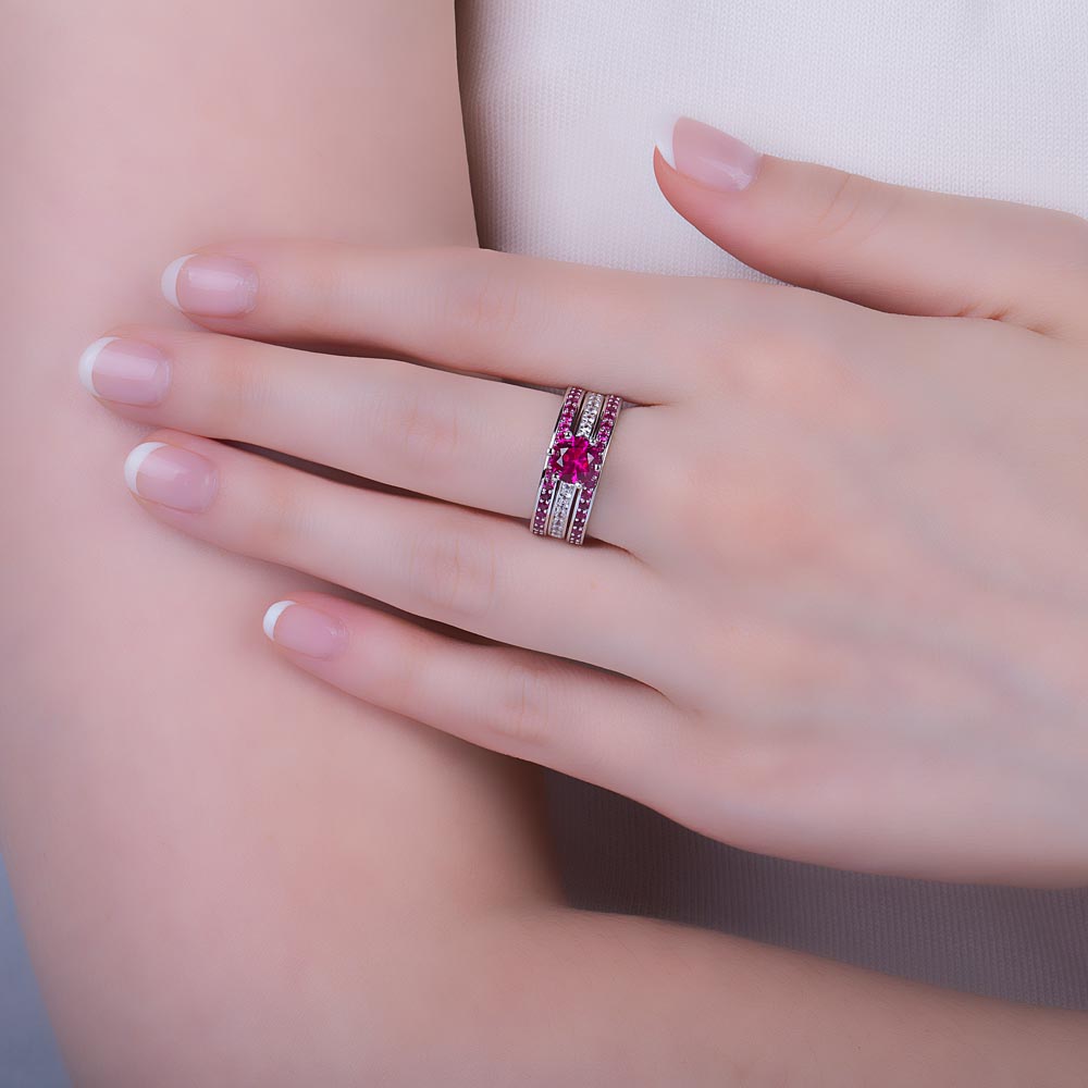 Unity 1ct Ruby Platinum plated Silver Channel Promise Ring #4