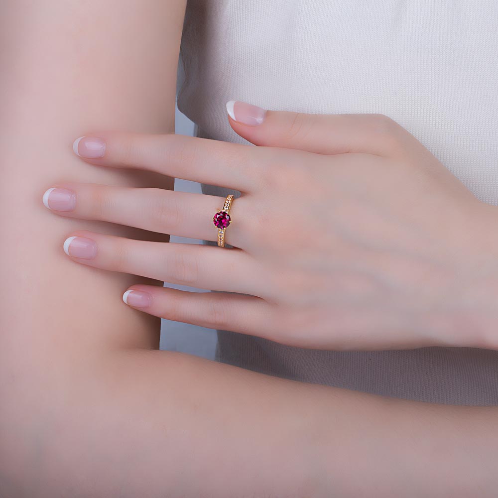 Unity 1ct Ruby and Diamond 18ct Yellow Gold Channel Engagement Ring #2