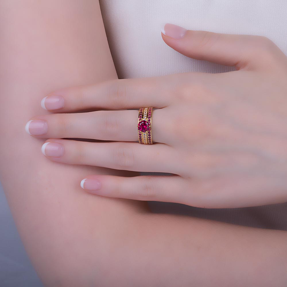 Unity 1ct Ruby and Diamond 18ct Yellow Gold Channel Engagement Ring #3