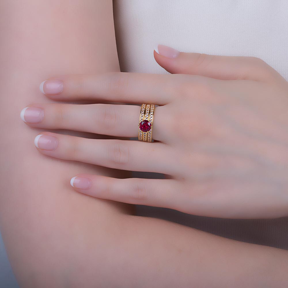 Unity 1ct Ruby and Diamond 18ct Yellow Gold Channel Engagement Ring #4