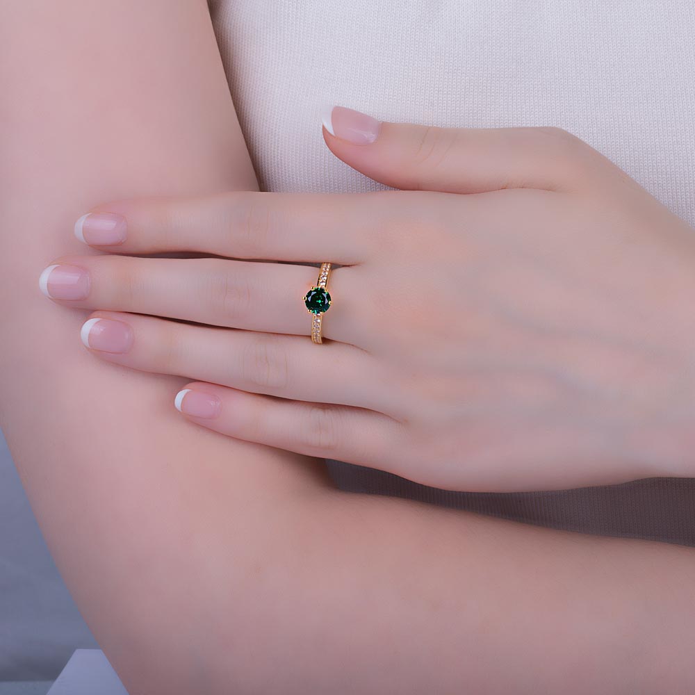 Unity 1ct Emerald and Diamond 18ct Yellow Gold Channel Engagement Ring #2
