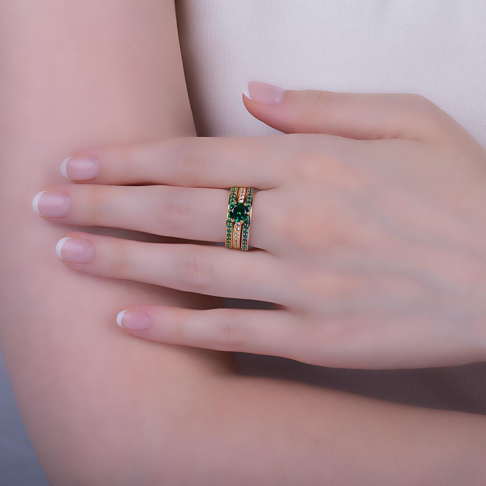 Unity 1ct Emerald and Diamond 18ct Yellow Gold Channel Engagement Ring #4