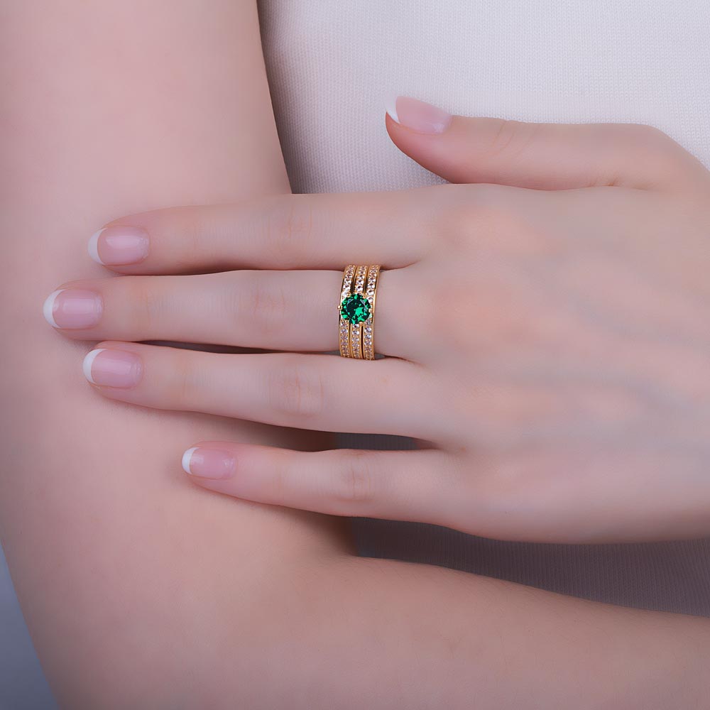 Unity 1ct Emerald and Diamond 18ct Yellow Gold Channel Engagement Ring #3