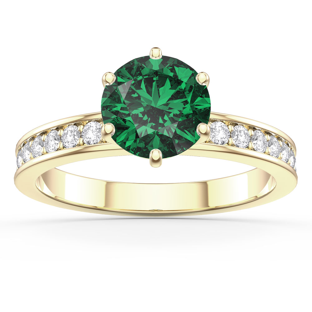 Unity 1ct Emerald and Diamond 18ct Yellow Gold Channel Engagement Ring